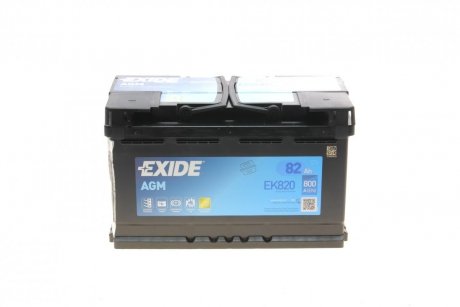 Акумуляторна батарея 82Ah/800A (315x175x190/+R/B13) (Start-Stop AGM) EXIDE EK820 (фото 1)