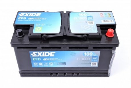 Акумулятор 12V 100Ah/850A START&STOP EFB (P+ стандартний полюс) 353x175x190 B13 (efb/стартер) EXIDE EL1000 (фото 1)