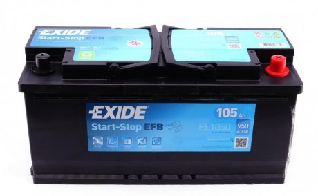 Аккумулятор 12V 105AH 950A EFB R+ 392x175x190mm EXIDE EL1050