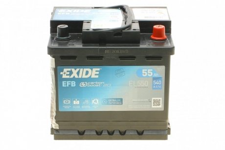 Аккумулятор 12V 55Ah/540A START&STOP EFB (стандартный полюс P+) 207x175x190 B13 (efb/стартер) EXIDE EL550 (фото 1)
