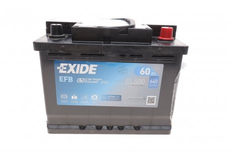 Акумулятор 12V 60Ah/640A START&STOP EFB (P+ стандартний полюс) 242x175x190 B13 (efb/стартер) EXIDE EL600