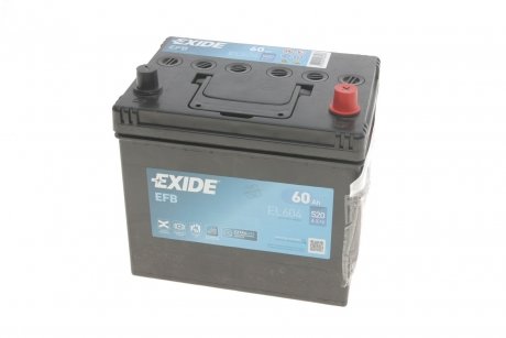 Аккумулятор 12V 60Ah/520A START&STOP EFB (P+ тонкий полюс (японские автомобили) + стандартный полюс) 230x173x222 B0 (efb/стартер) EXIDE EL604 (фото 1)