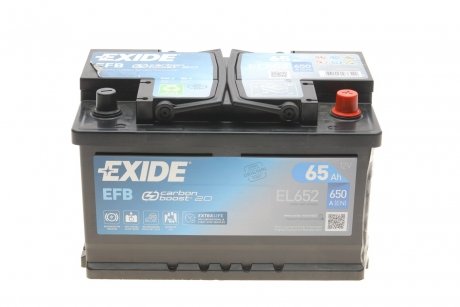 Аккумулятор 65Ah/650А START&STOP EFB (R+ Стандартные клеммы) 278x175x175 B13 - монтажный фланец 10.5мм (Пусковый) EXIDE EL652