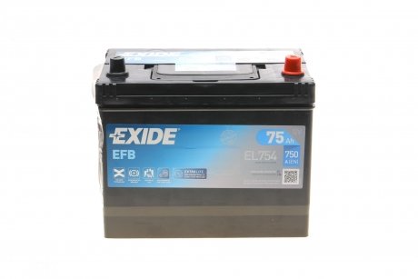 Аккумулятор 12V 75Ah/750A EFB (P+ en) 270x173x222 B0 (стартер) EXIDE EL754