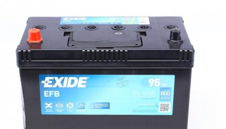 Аккумулятор 12V 95Ah/800A START&STOP EFB (L+ стандартный полюс) 306x173x222 Корейский B1 (efb/стартер) EXIDE EL955