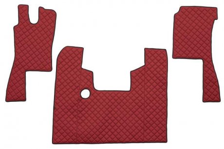 Коврик напольный, на весь пол, количество штук в комплекте. 3 шт (материал - стеганая экокожа, цвет - красный, для МКПП) SCANIA 4 05.95-04.08 F-CORE F-CORE FL18 RED (фото 1)
