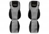 Классические чехлы на сиденья (серый цвет, ткань велюр, ЕВРО 6; сиденья со встроенными подголовниками; ремень водителя в сиденье; ремень пассажира в сиденье) DAF XF 105 10.12- F-CORE F-CORE PS29 GRAY (фото 1)