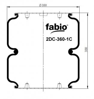 Пневмоподушка слойная (баллон с металлом) бублик 2B-34RB - FENIX 2B-360 FABIO 2DC-360-1C (фото 1)
