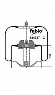 Пневморессора с металлическим поддоном, FABIO 344737-1C