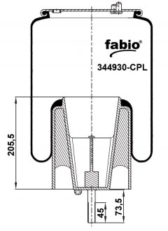 Пневморессора з пластиковим піддоном, FABIO 344930-CPL