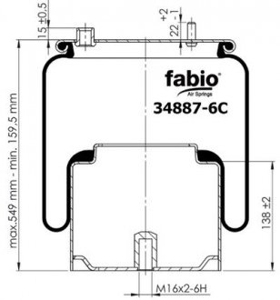 Пневморесора підвіски з металевою склянкою FABIO 34887-6C (фото 1)