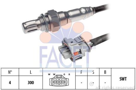 Фото автозапчастини лямбда-зонд Opel 1.4/1.6i Astra 98-09/ Combo 01-11/ Corsa 00-09/ Meriva 03-07/ Vectra 02-08/ Zafira 99-05 FACET 10.8214