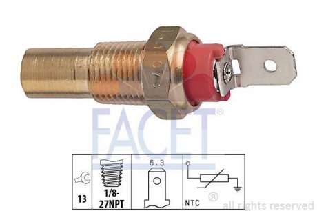 Фото автозапчастини датчик температури рідини охолодження. Датчик, температура охлаждающей жидкости. Датчик, температура охлаждающей жидкости FACET 7.3115