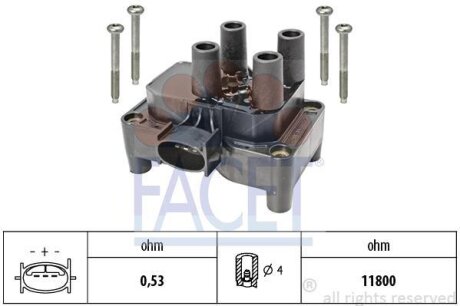 Фото автозапчасти катушка зажигания Ford Focus, Fiesta, Mondeo, Transit Connect (95-13) 1.3i-2.0i FACET 96432