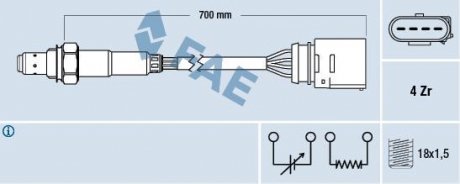 Фото автозапчасти ламбда-зонд FAE 77205
