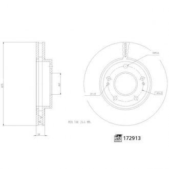 Тормозной диск передняя левая/правая MITSUBISHI L200/TRITON 2.5D 04.10-12.15 FEBI BILSTEIN 172913