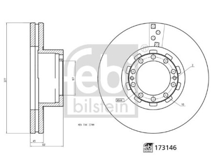 Фото автозапчастини гальмівний диск FEBI BILSTEIN 173146