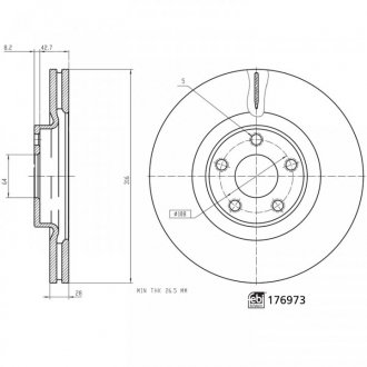 Тормозной диск передний левый/ правый FORD GALAXY III, S-MAX 1.5/2.0/2.0D 01.15- FEBI BILSTEIN 176973 (фото 1)