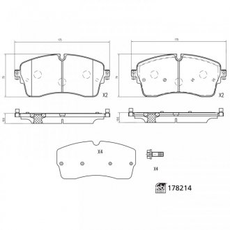 Фото автозапчасти комплект тормозных колодок спереди JAGUAR E-PACE; LAND ROVER DISCOVERY SPORT, RANGE ROVER EVOQUE 1.5H-2.2D 06.11- FEBI BILSTEIN 178214