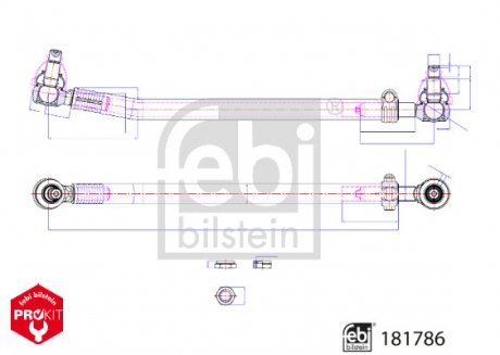 Фото автозапчасти рулевая тяга со стопорными гайками DAF передняя ось FEBI BILSTEIN 181786