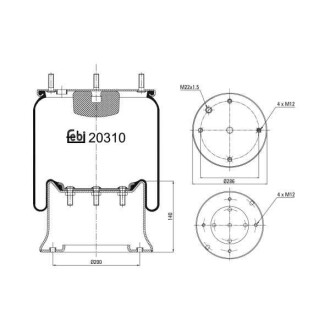 Фото автозапчасти пневмоподушка VOLVO F10, F12; SAF EU FEBI BILSTEIN 20310