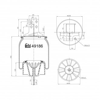 Фото автозапчасти пневмоподушка IVECO EUROSTAR, EUROTECH MH, EUROTECH MP, EUROTECH MT, STRALIS, S-WAY 01.92- FEBI BILSTEIN 49186