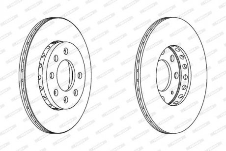 Комплект тормозных дисков (2 шт) передний левый/правый (без болтов) AUDI A2, Volkswagen LUPO 1.2D 07.99-08.05 FERODO DDF1161C (фото 1)