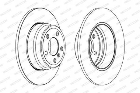 Тормозной диск задний левая/правая BMW X5 (E53) 3.0/3.0D/4.4 01.00-12.06 FERODO DDF1255C-1 (фото 1)