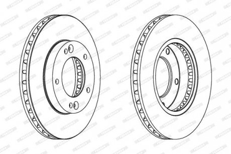 Комплект тормозных дисков (цена за штуку, комплект 2 шт.) передние левая/правая KIA SORENTO I 2.4-3.5 08.02-12.11 FERODO DDF1290C (фото 1)