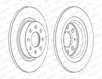 Фото автозапчасти комплект задних тормозных дисков левая/правая ABARTH GRANDE PUNTO, PUNTO, PUNTO EVO; FIAT GRANDE PUNTO, PUNTO, PUNTO EVO; OPEL ADAM, CORSA E 1.0-1.9D 10.05- FERODO DDF1299C