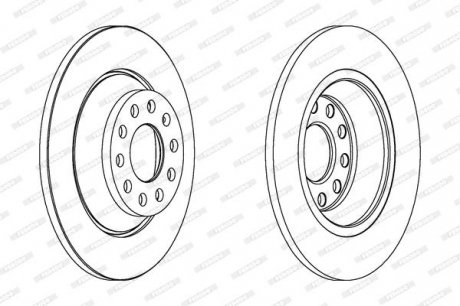 Комплект тормозных дисков (цена за штуку, комплект 2 шт.) задние левая/правая AUDI A6 C6 2.0-3.2 05.04-08.11 FERODO DDF1307C
