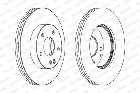 Комплект тормозных дисков (цена за штуку, комплект 2 шт.) передние левая/правая MERCEDES VANEO (414) 1.6/1.7D/1.9 02.02-07.05 FERODO DDF1363C (фото 1)