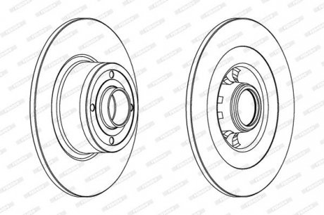 Тормозной диск задний левая/правая (без кольца АБС) MITSUBISHI OUTLANDER I, OUTLANDER II; RENAULT GRAND SCENIC II, MEGANE II, SCENIC II 1.4-2.4 05.03-11.12 FERODO DDF1443C-1