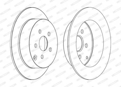 Комплект тормозных дисков (цена за штуку, комплект 2 шт.) задние левая/правая PONTIAC VIBE; TOYOTA CALDINA, CELICA, OPA, PRIUS 1.5H/1.8/2.0 08.99-12.09 FERODO DDF1485C (фото 1)