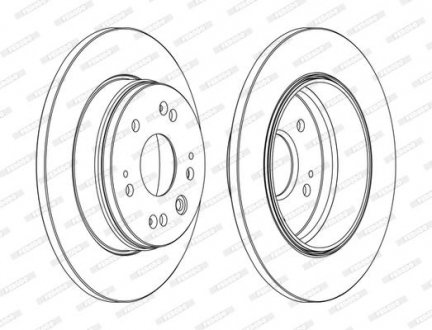 Комплект тормозных дисков (цена за штуку, комплект 2 шт.) задние левая/правая HONDA FR-V, STREAM 1.7-2.2D 05.01- FERODO DDF1540C (фото 1)