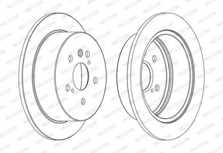 Комплект тормозных дисков (цена за штуку, комплект 2 шт.) задние левая/правая LEXUS RX; TOYOTA HARRIER 2.4-3.5 02.03-12.13 FERODO DDF1545C