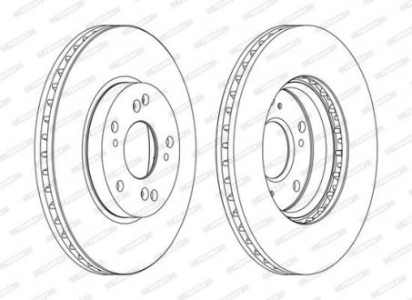 Комплект тормозных дисков (цена за штуку, комплект 2 шт.) передние левая/правая HONDA ACCORD VII 2.0/2.2D/2.4 09.02-05.08 FERODO DDF1557C (фото 1)