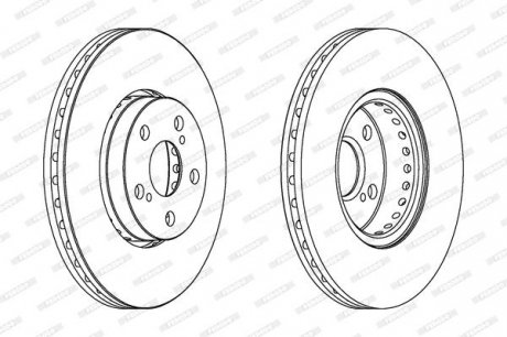 Комплект передних тормозных дисков левая/правая TOYOTA AVENSIS, AVENSIS VERSO 1.6-2.0D 09.97-08.05 FERODO DDF1575C (фото 1)