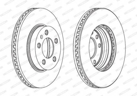 Тормозной диск передний левый PORSCHE CAYENNE; Volkswagen TOUAREG 2.5D-5.0D 09.02-03.18 FERODO DDF1591LC-1