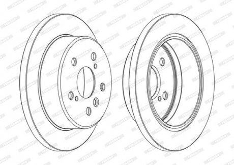 Комплект тормозных дисков (цена за штуку, комплект 2 шт.) задние левая/правая LEXUS ES; TOYOTA CAMRY 2.2/2.4/3.0 06.91-11.06 FERODO DDF1598C (фото 1)