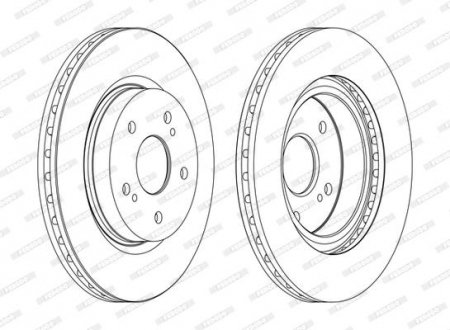 Комплект передних тормозных дисков левая/правая SUZUKI GRAND VITARA II, XL7 1.6-3.6 04.05- FERODO DDF1635C (фото 1)
