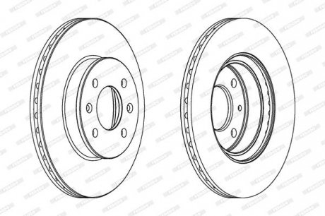 Комплект тормозных дисков (цена за штуку, комплект 2 шт.) передние левая/правая HYUNDAI GETZ 1.1-1.6 09.02-12.10 FERODO DDF1636C (фото 1)