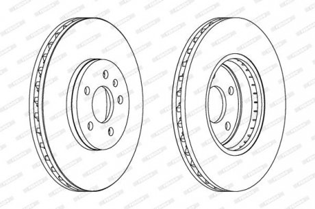 Комплект тормозных дисков (цена за штуку, комплект 2 шт.) передние левая/правая AUDI A4 ALLROAD B8, A4 B8, A5, Q5 1.8-3.2 06.07-05.17 FERODO DDF1664C