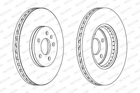 Комплект гальмівних дисків (2 шт.) передні лівий/правий AUDI A4 ALLROAD B8, A4 B8, A5, Q5 1.8-3.2 06.07-05.17 FERODO DDF1664C