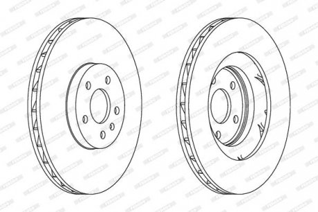 Тормозной диск передний левый/правый AUDI A4 B8, A5, Q5 2.0-4.2 06.07-05.17 FERODO DDF1665C-1 (фото 1)
