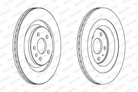 Комплект тормозных дисков (2 шт) задний левый/правый (без болтов) AUDI A4 B8, A5, A7, Q5 2.0H-4.2 06.07- FERODO DDF1667C (фото 1)