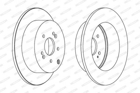 Комплект тормозных дисков (цена за штуку, комплект 2 шт.) задние левая/правая HYUNDAI SANTA FÉ II 2.2D/2.7 03.06-12.12 FERODO DDF1671C (фото 1)