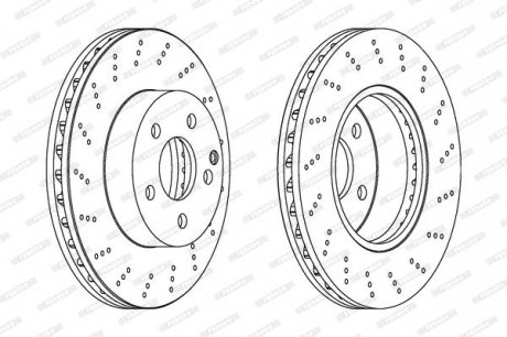 Комплект передних тормозных дисков левая/правая MERCEDES C (C204), C T-MODEL (S204), C (W204), SLS AMG (C197), SLS AMG (R197) 1.6-6.2 01.07- FERODO DDF1693C (фото 1)