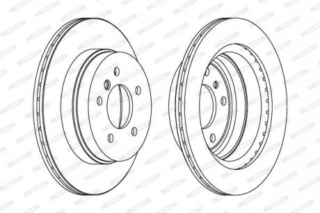 Комплект тормозных дисков (цена за штуку, комплект 2 шт.) задние левая/правая BMW 1 (E81), 1 (E87), 3 (E90), 3 (E91), 3 (E92), 3 (E93), X1 (E84) 1.6-3.0D 12.04-06.15 FERODO DDF1697C (фото 1)