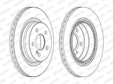 Комплект тормозных дисков (цена за штуку, комплект 2 шт.) задние левая/правая MERCEDES C (C204), C T-MODEL (S204), C (W204), E (A207), E (C207) 2.2D-5.5 01.07- FERODO DDF1700C (фото 1)